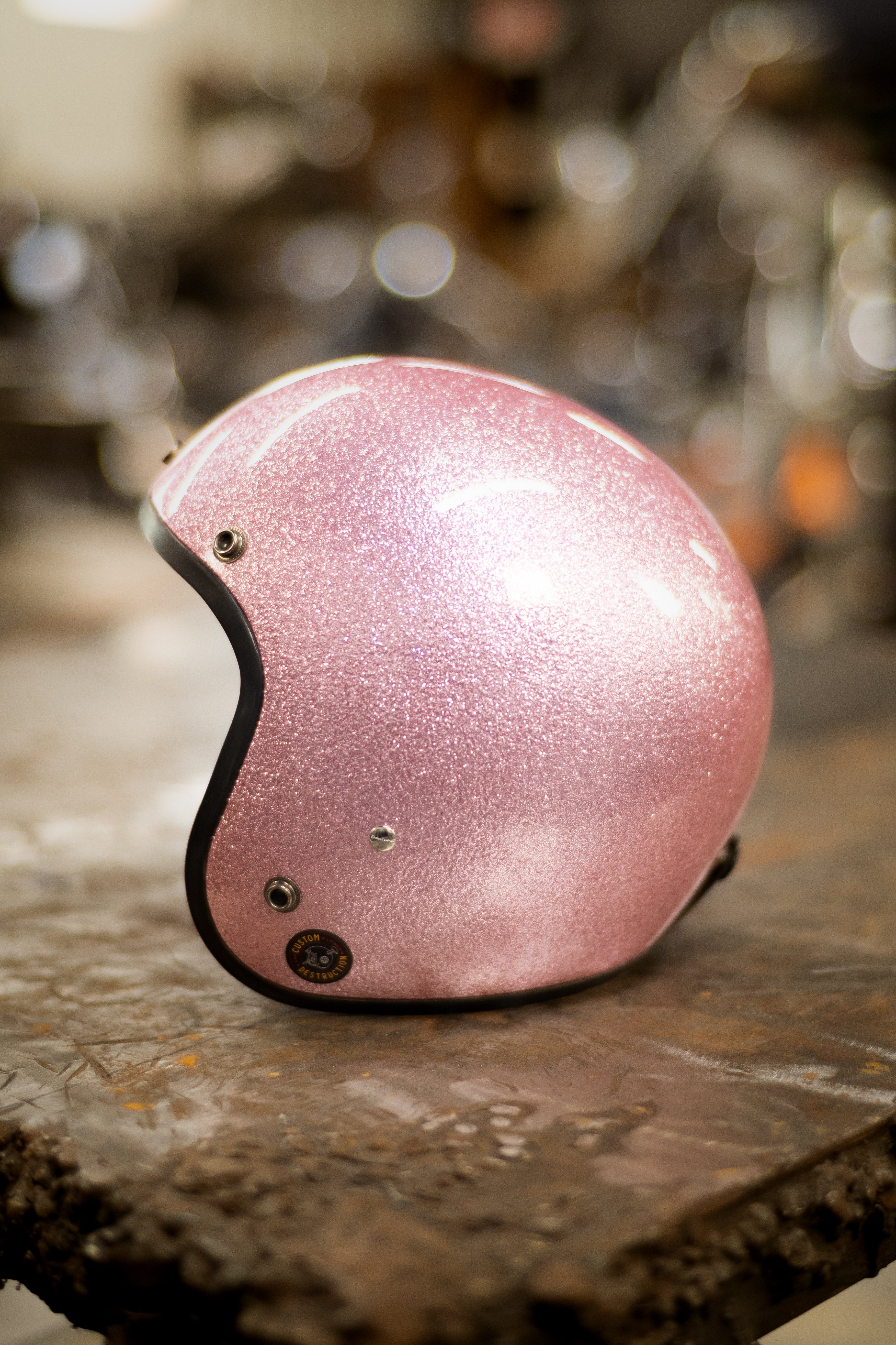 PINK METAL FLAKE WITH BLACK TRIM